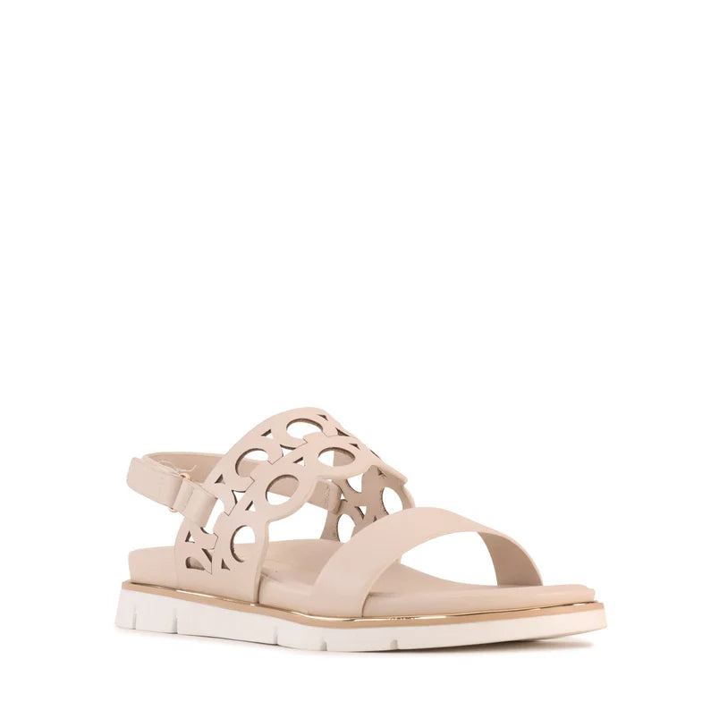 Terica Velcro Sandal in bone, front angle showing the laser-cut upper and toe strap