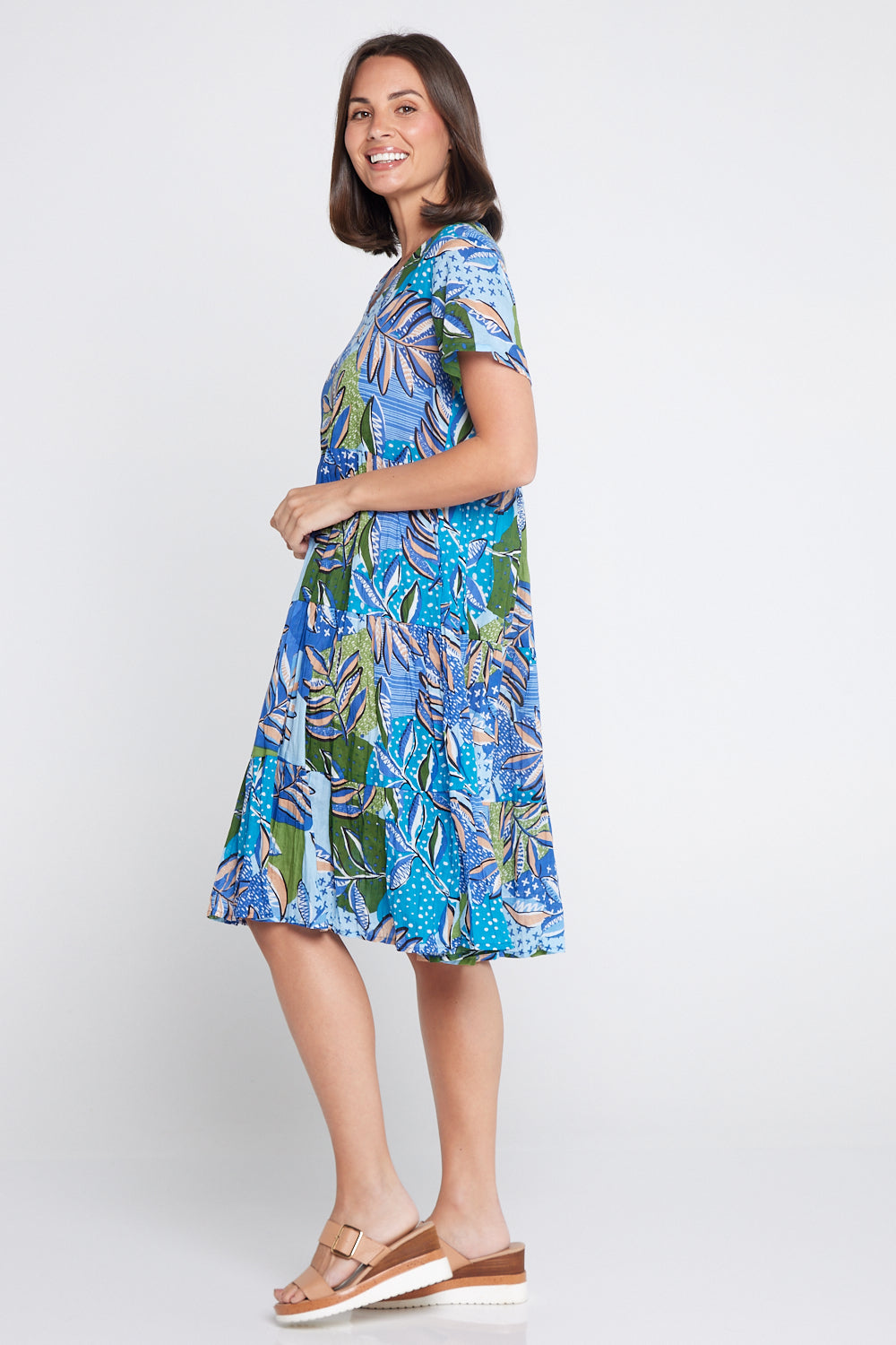 Thalia Tiered Dress - Dot Cross Tropical