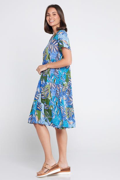 Thalia Tiered Dress - Dot Cross Tropical