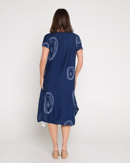 Thandie Dress - Navy/White Swirl