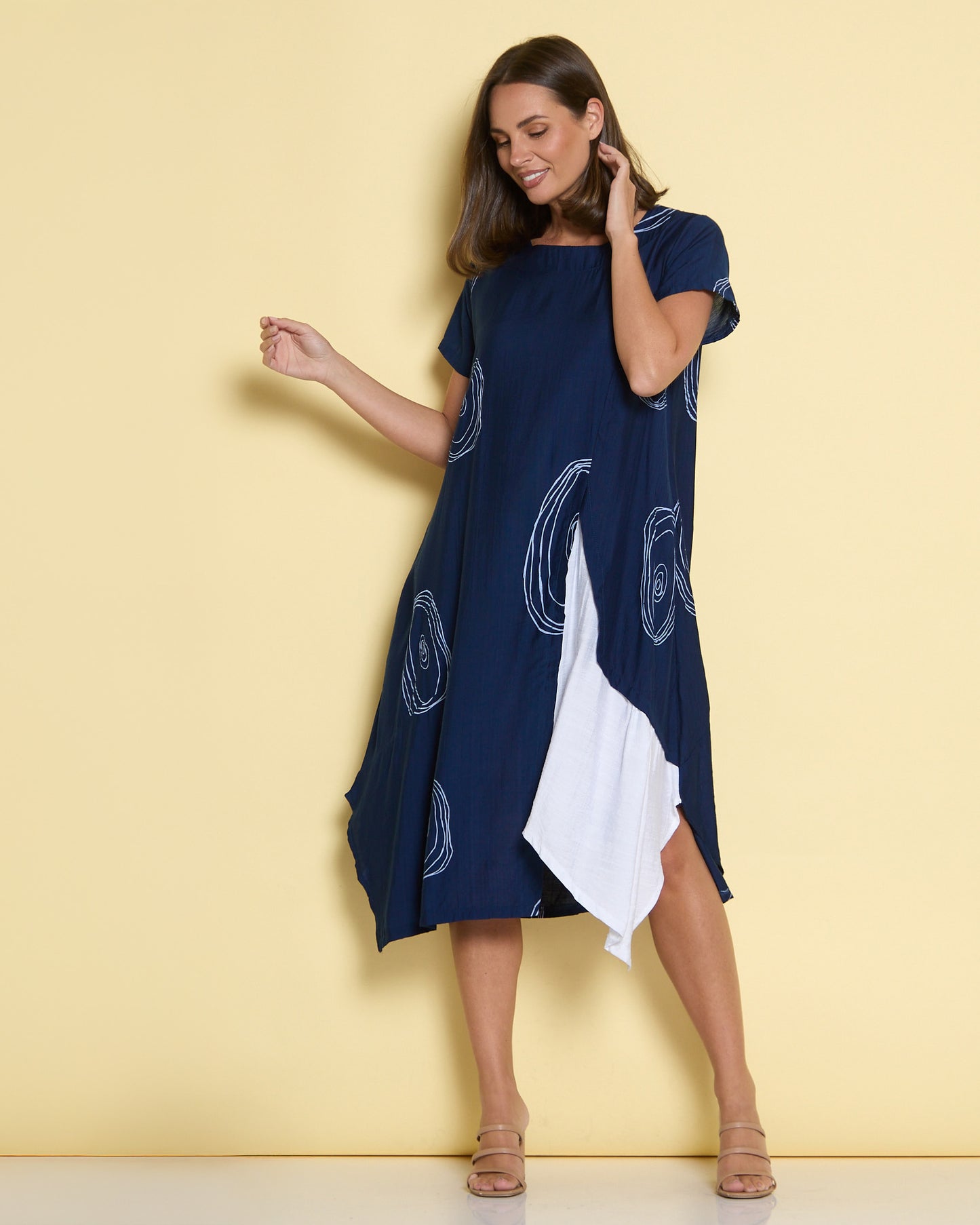 Thandie Dress - Navy/White Swirl