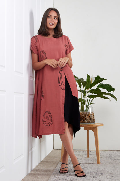 Thandie Dress - Terracotta Swirl