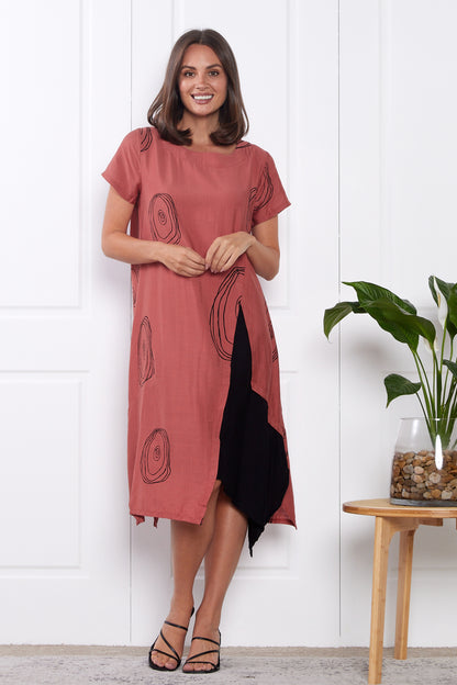 Thandie Dress - Terracotta Swirl