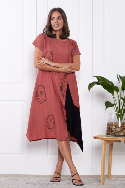 Thandie Dress - Terracotta Swirl