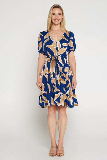 Tiana Dress - Navy/Latte