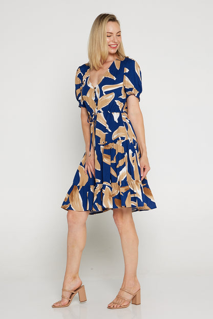 Tiana Dress - Navy/Latte