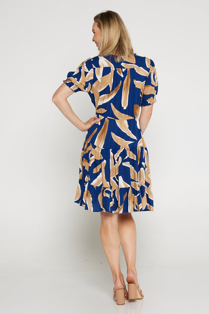 Tiana Dress - Navy/Latte