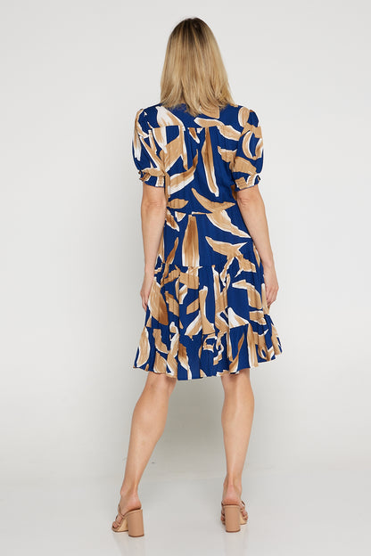 Tiana Dress - Navy/Latte