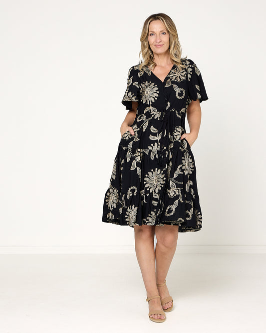 Southwell Embroidered Dress - Black
