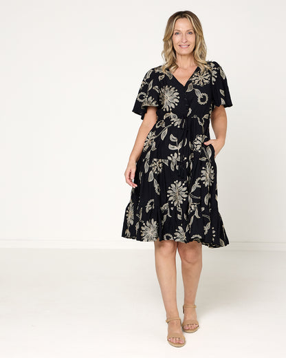 Southwell Embroidered Dress - Black