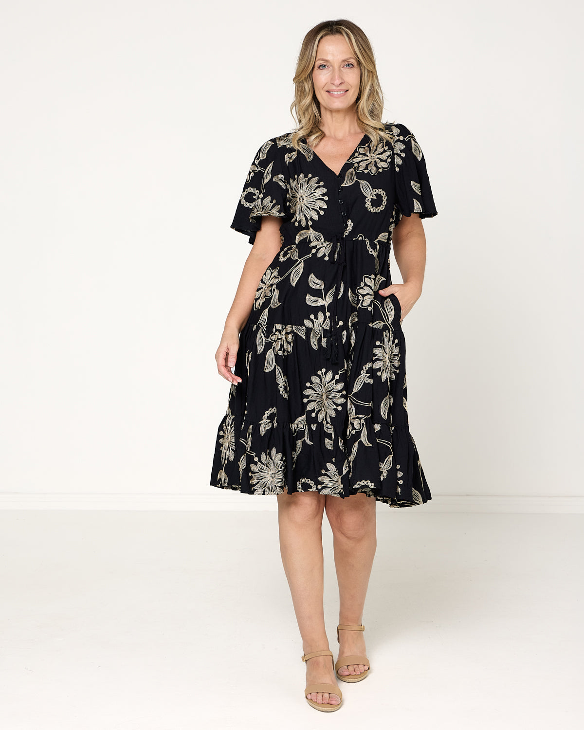 Southwell Embroidered Dress - Black
