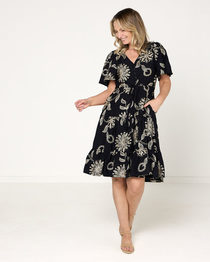 Southwell Embroidered Dress - Black