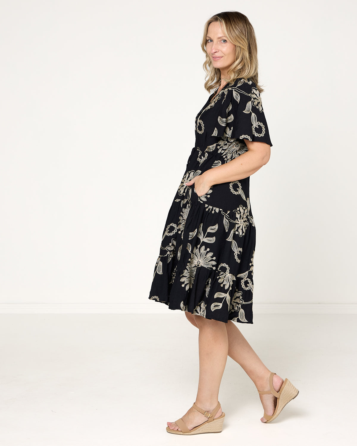 Southwell Embroidered Dress - Black