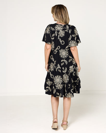 Southwell Embroidered Dress - Black