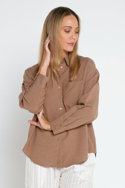 Tiffany Linen Shirt - Brown