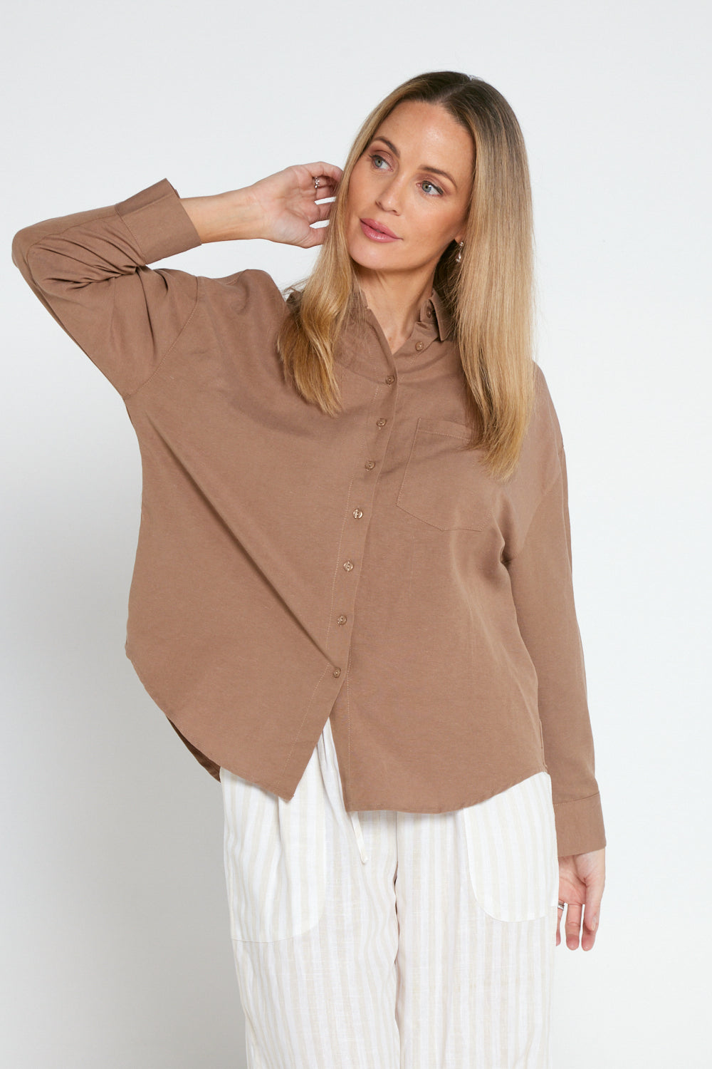 Tiffany Linen Shirt - Brown