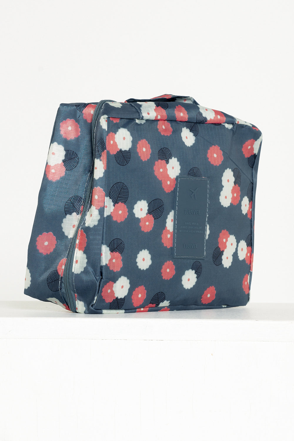 Travel Toiletry Bag - Steel Blue/Pink Blossom