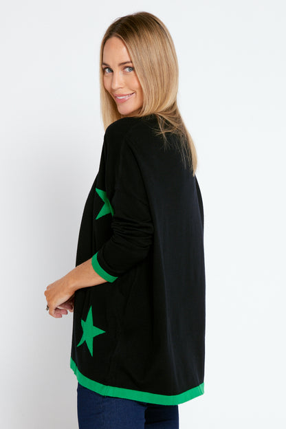 Tokyo Knit Top - Black/Green Star