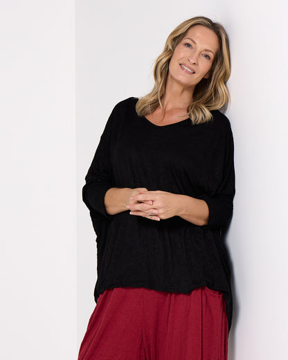 V Neck Celia Top - Black