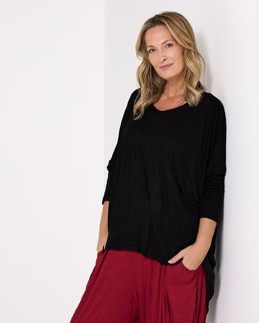 V Neck Celia Top - Black