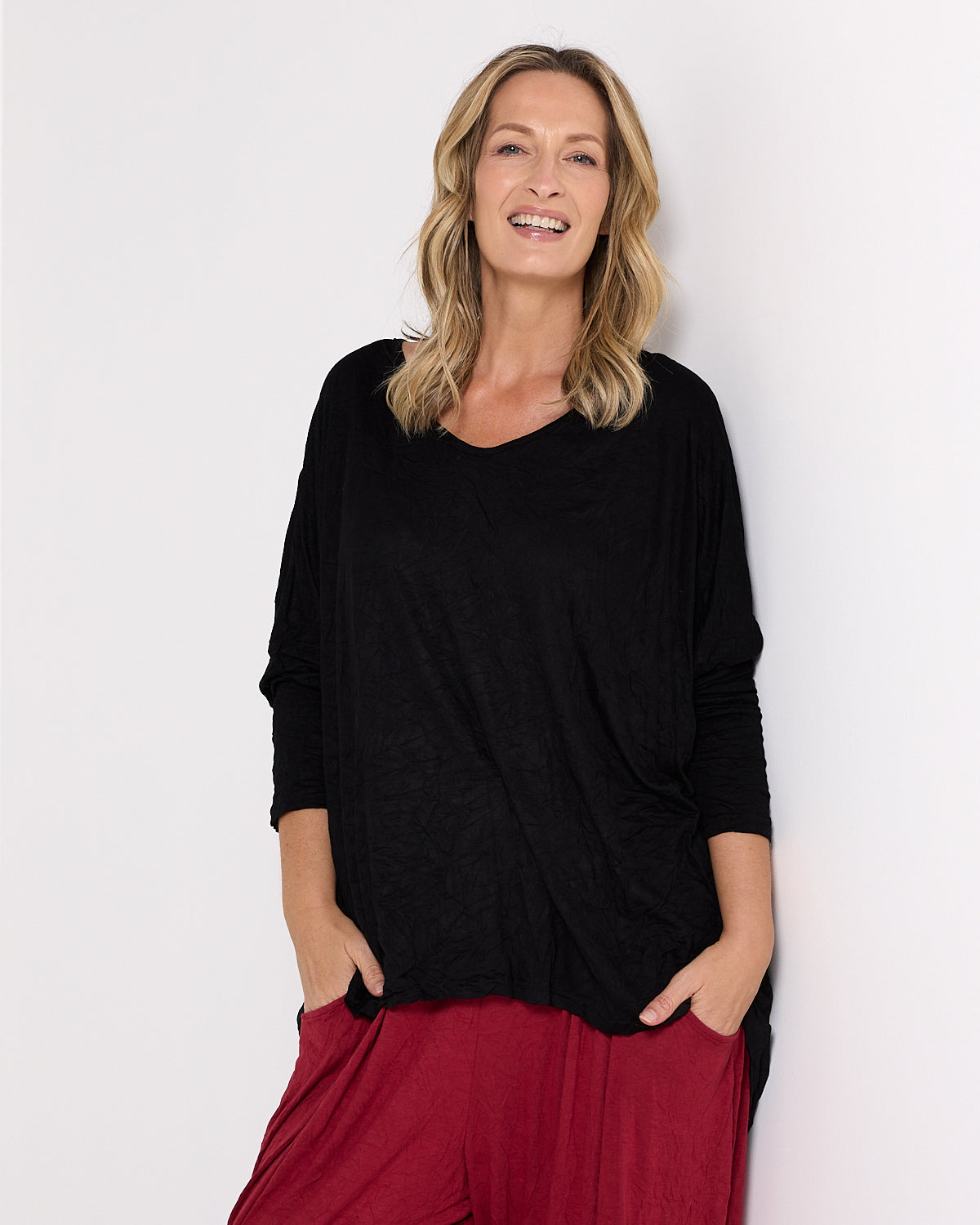 V Neck Celia Top - Black