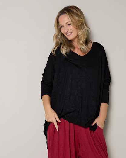 V Neck Celia Top - Black