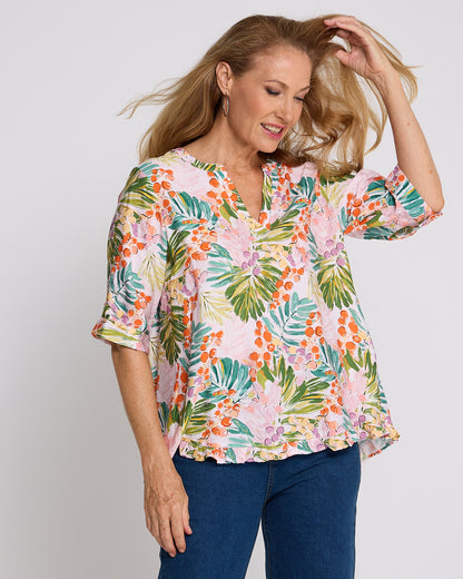 Charlotte Blouse - Queen Palm Tropical