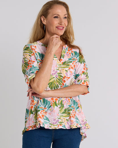 Charlotte Blouse - Queen Palm Tropical
