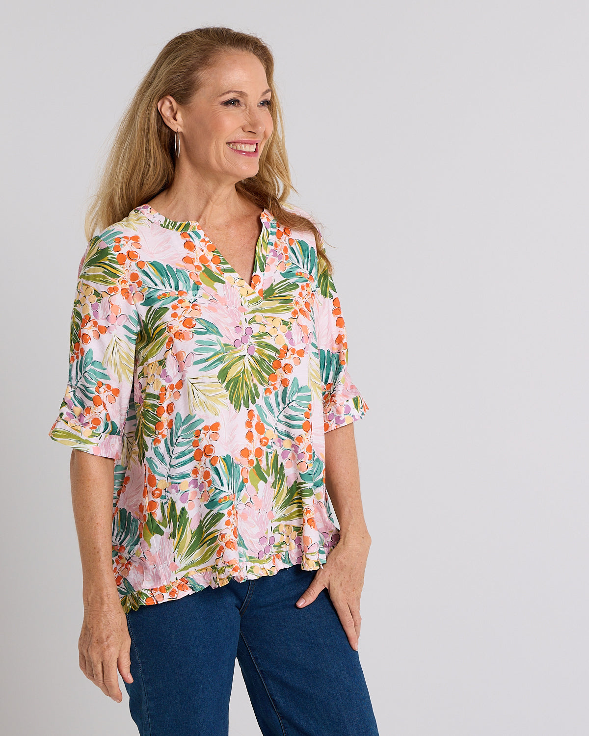 Charlotte Blouse - Queen Palm Tropical