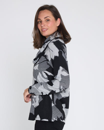 Zoey Knit Top & Snood - Greyscale Modern Floral