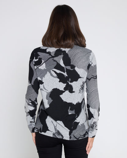 Zoey Knit Top & Snood - Greyscale Modern Floral