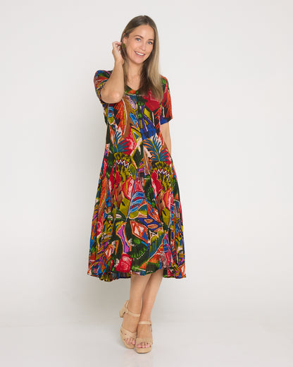 Short Sleeve Godet Dress - Torgua