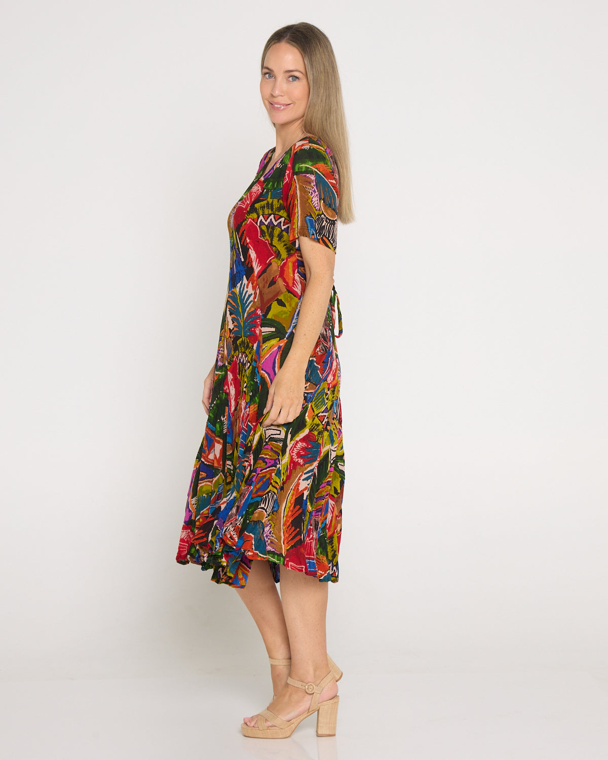 Short Sleeve Godet Dress - Torgua