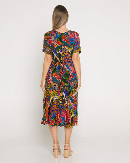 Short Sleeve Godet Dress - Torgua