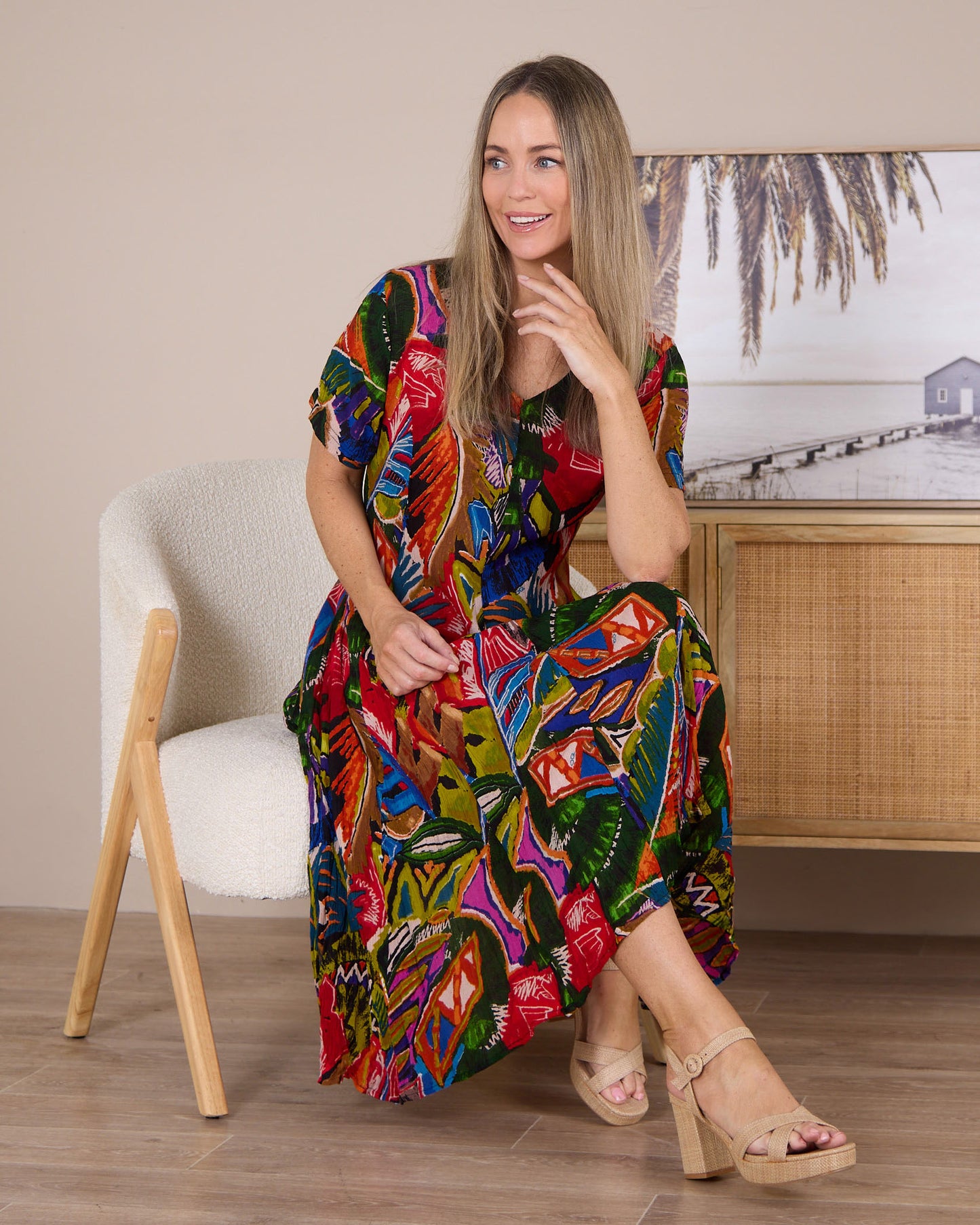 Short Sleeve Godet Dress - Torgua