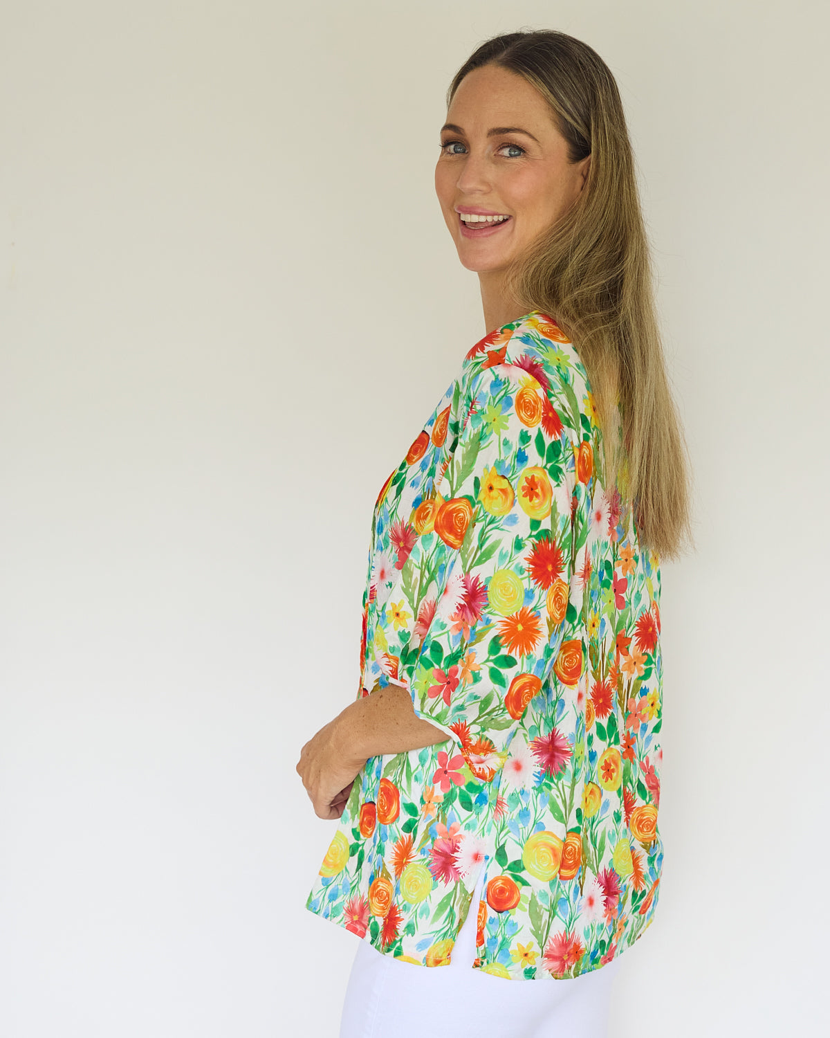 Toulouse Cotton Blouse - Rainbow Floral