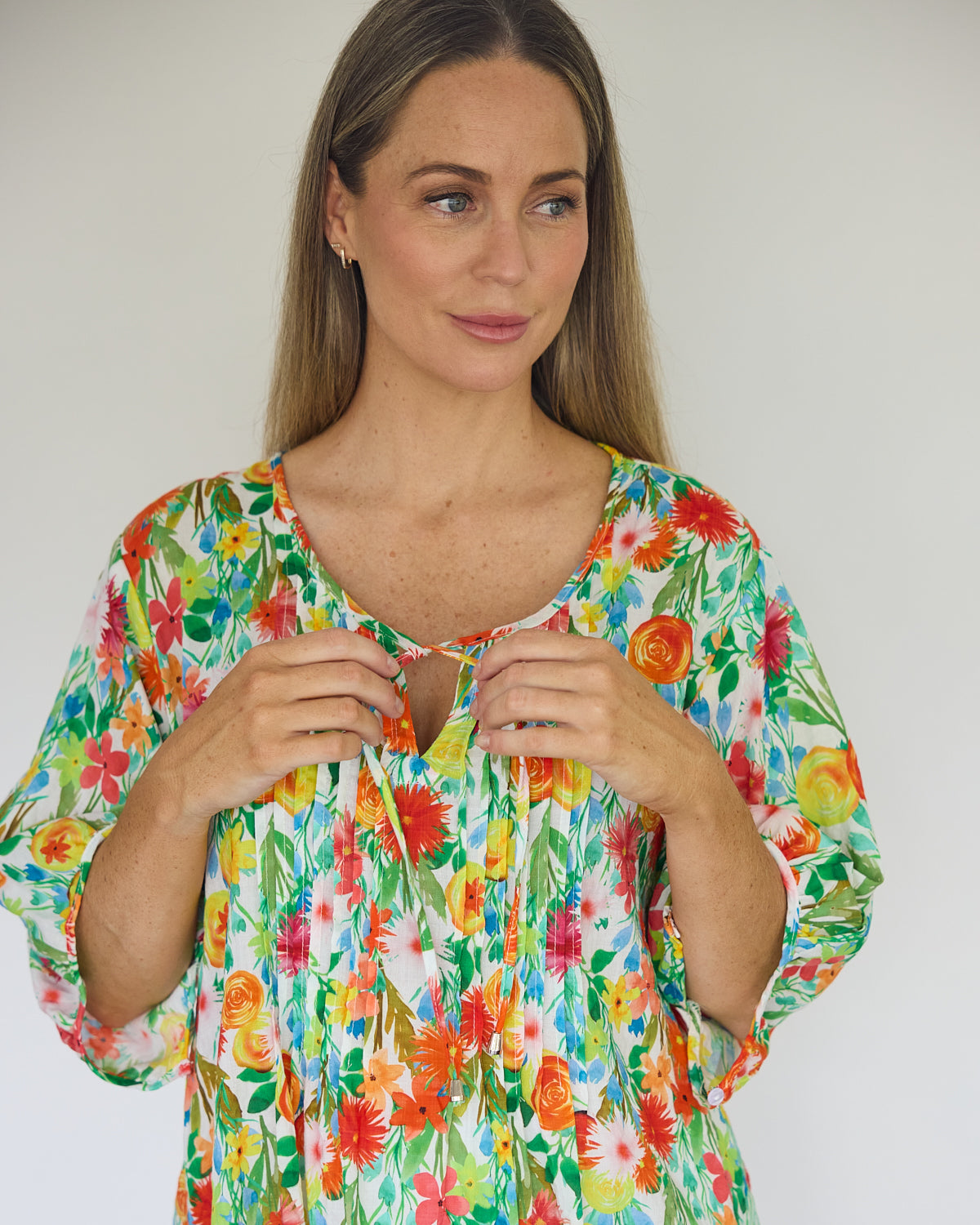 Toulouse Cotton Blouse - Rainbow Floral