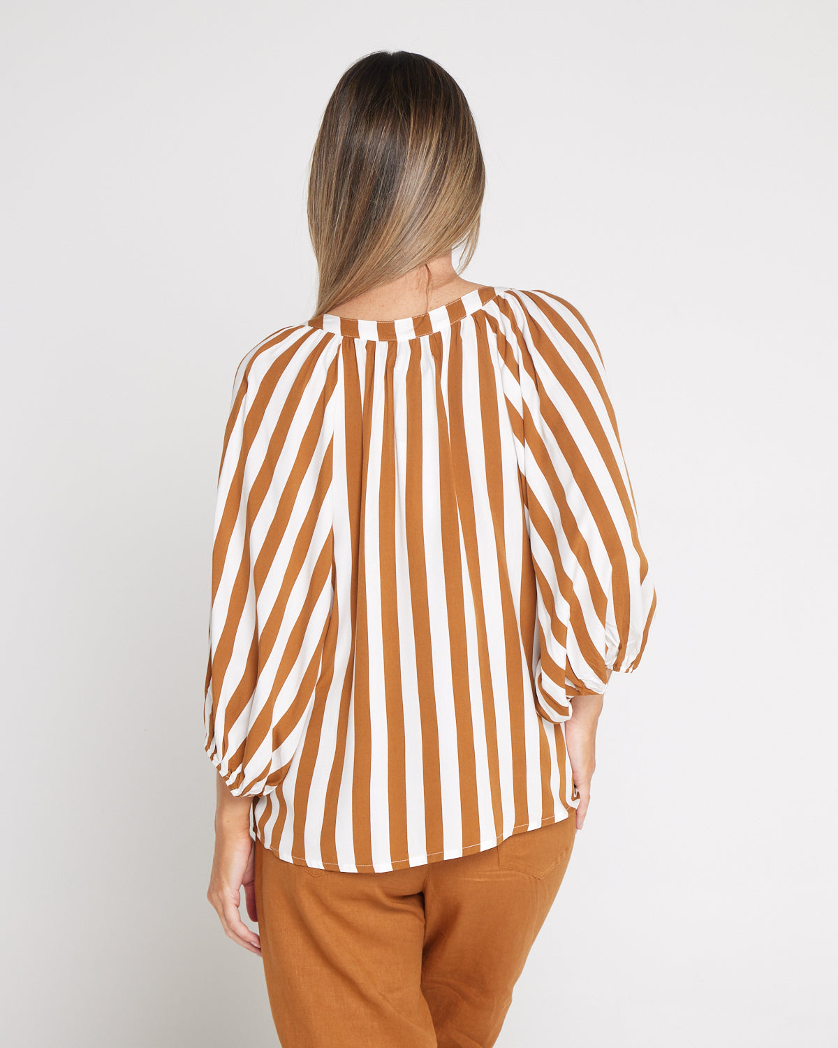 Treville Stripe Blouse - Caramel