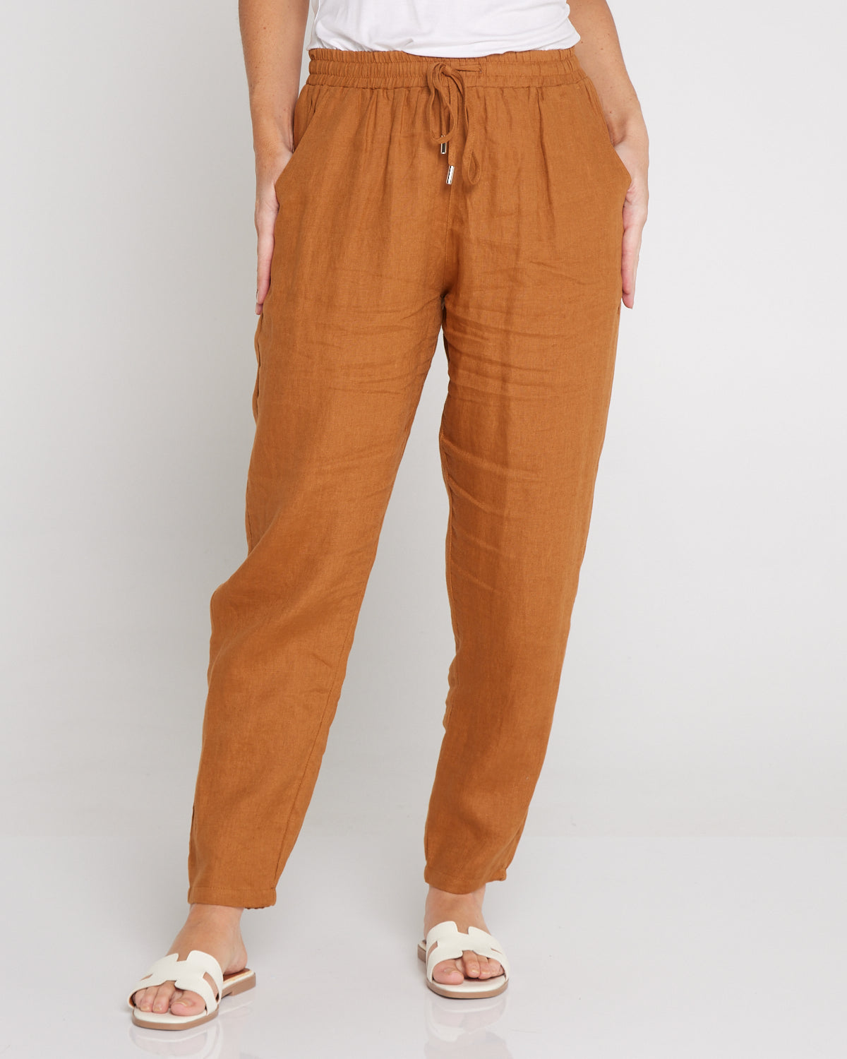 Miramar Linen Pant - Caramel