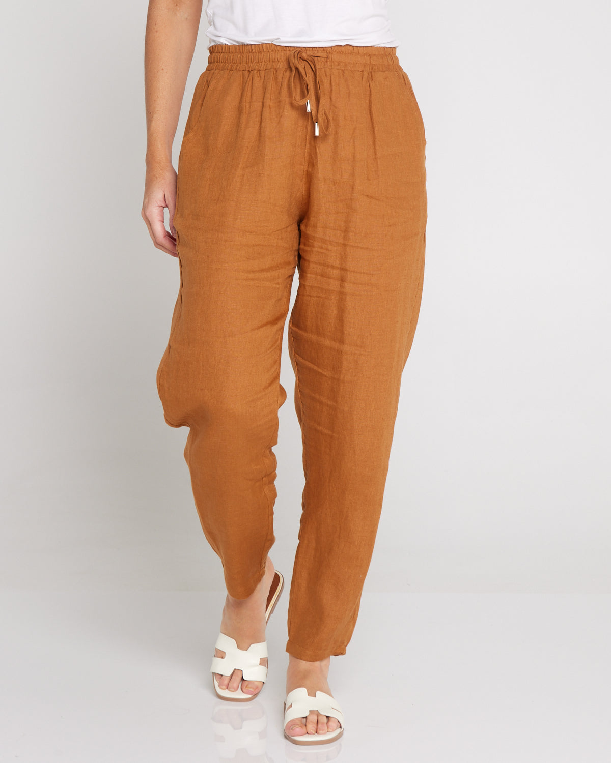 Miramar Linen Pant - Caramel