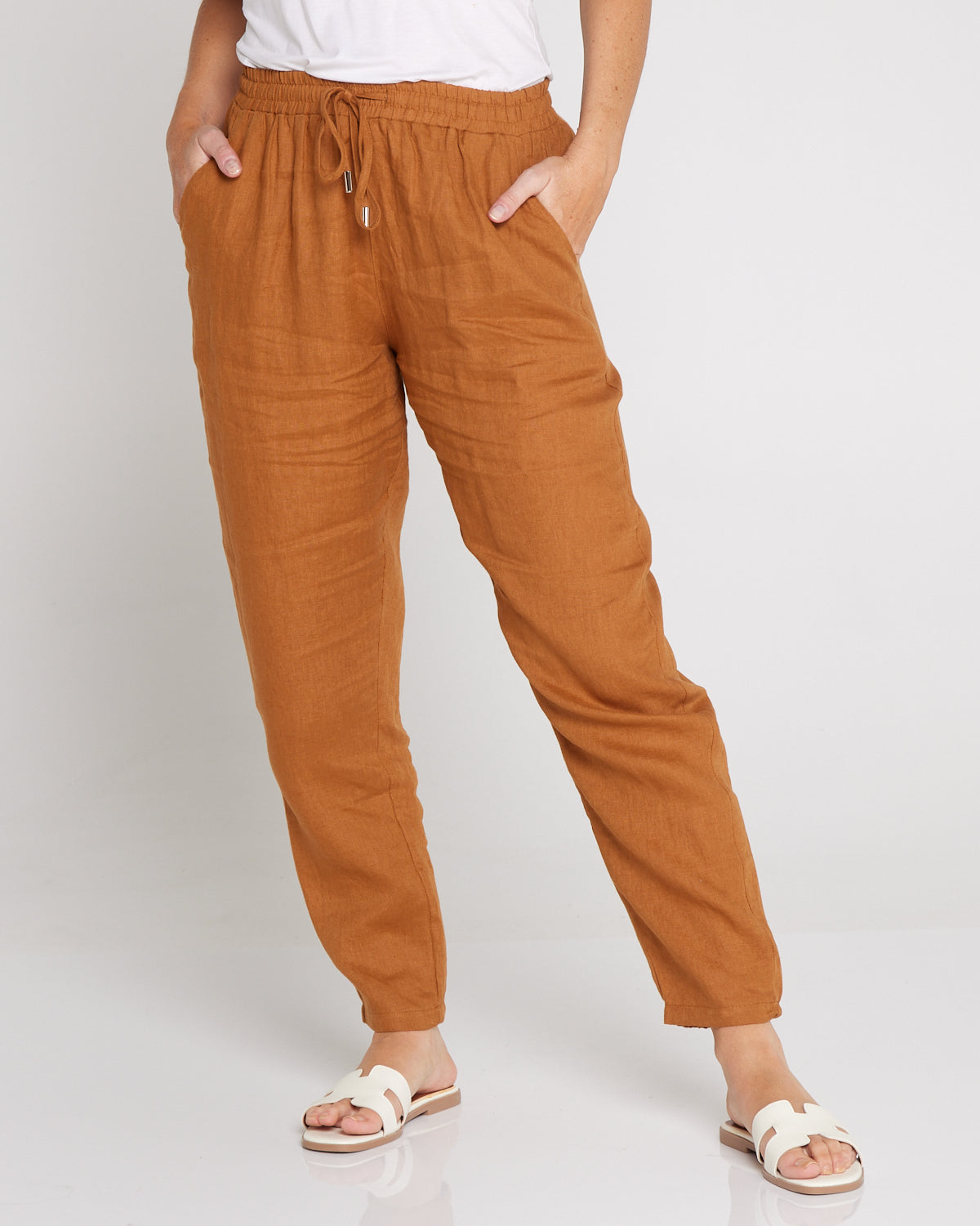 Miramar Linen Pant - Caramel