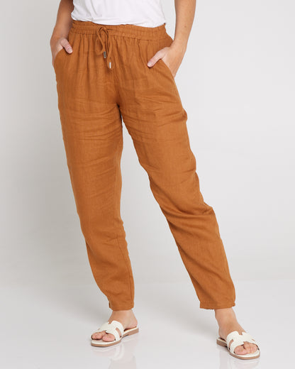 Miramar Linen Pant - Caramel