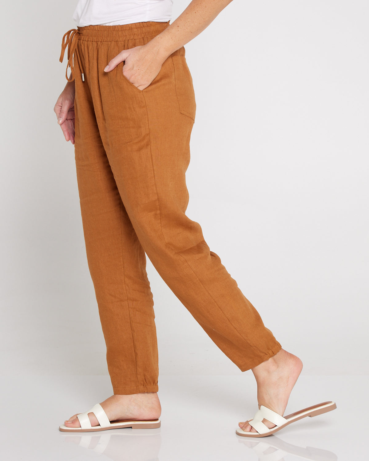 Miramar Linen Pant - Caramel