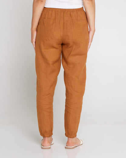 Miramar Linen Pant - Caramel
