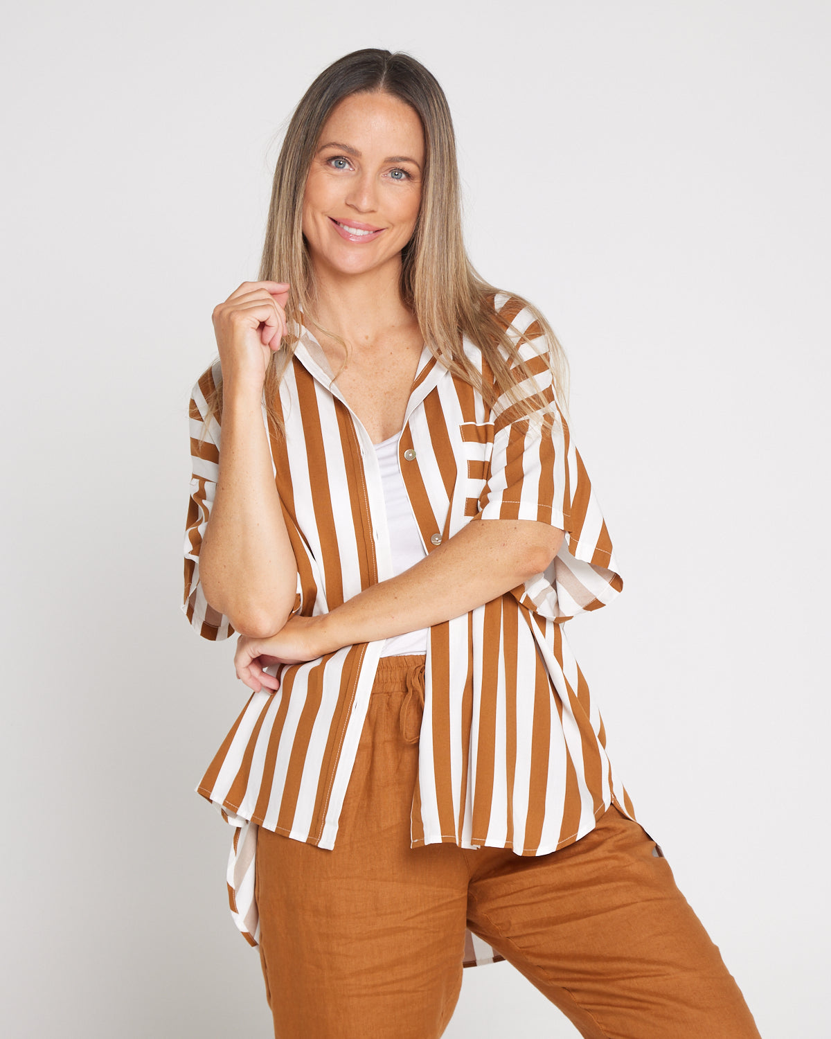 Treville Stripe Shirt - Caramel