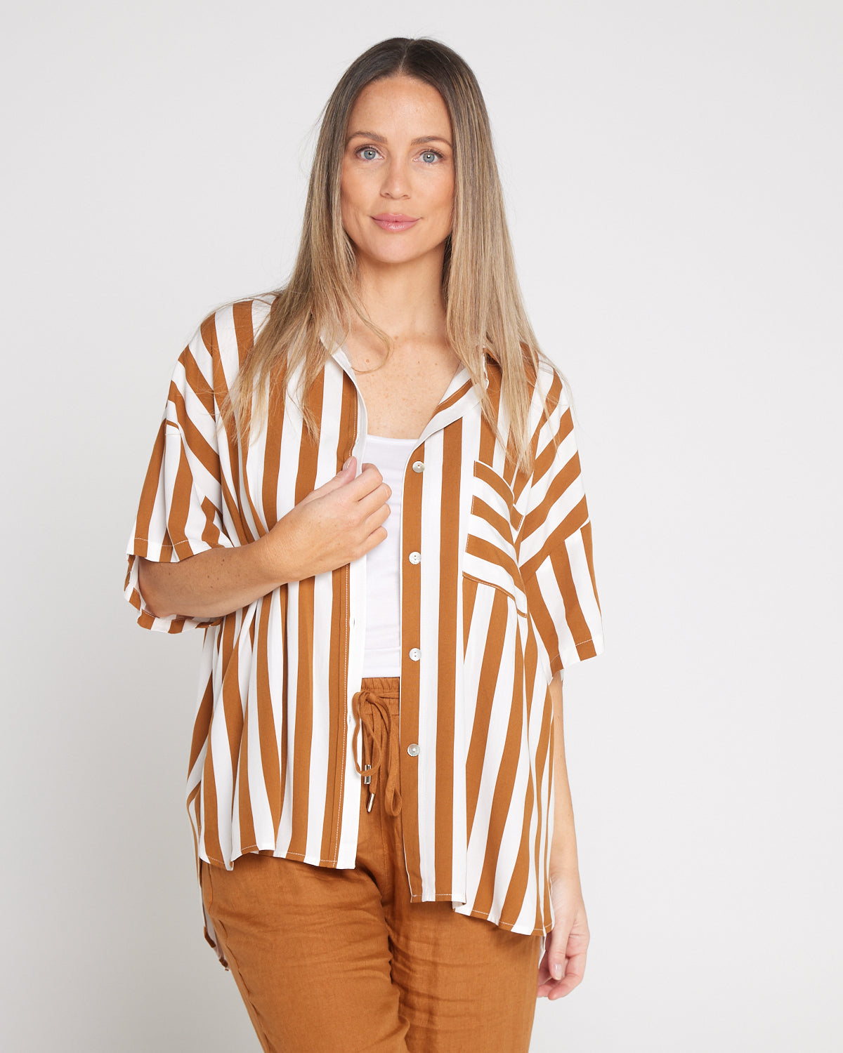 Treville Stripe Shirt - Caramel