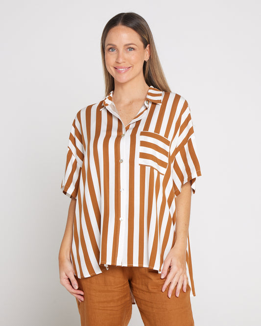 Treville Stripe Shirt - Caramel