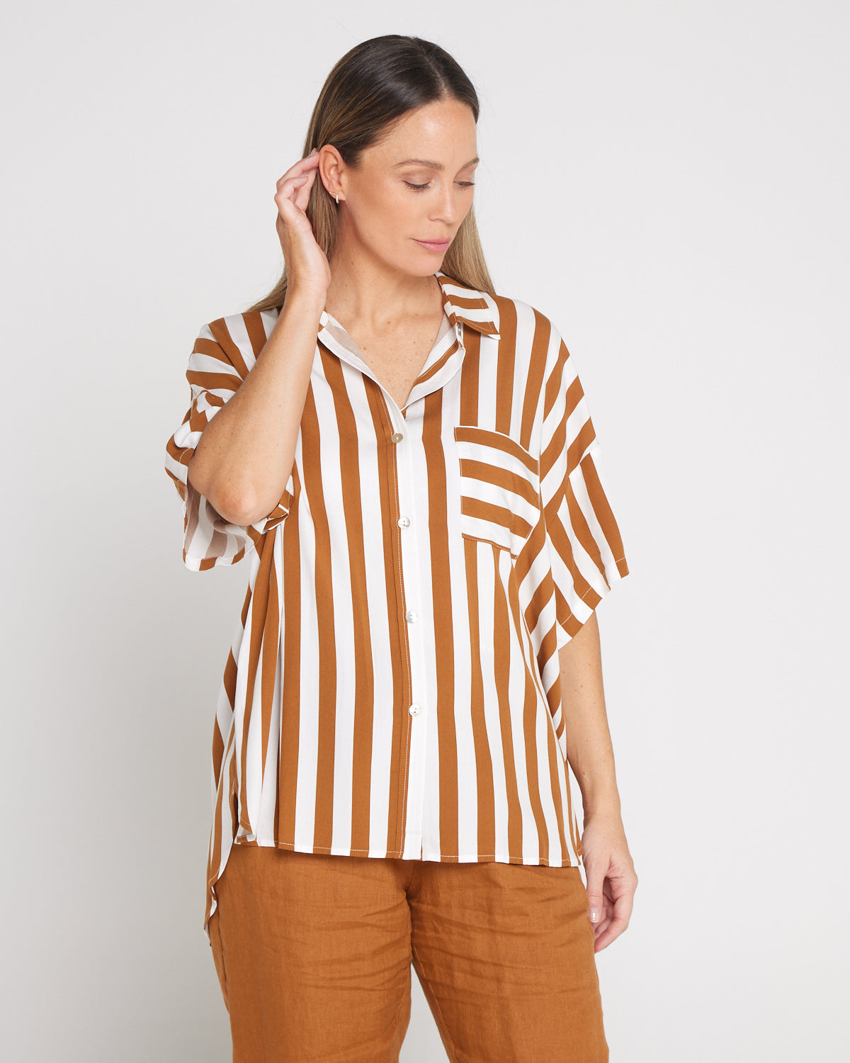 Treville Stripe Shirt - Caramel
