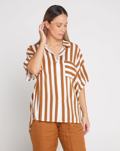 Treville Stripe Shirt - Caramel