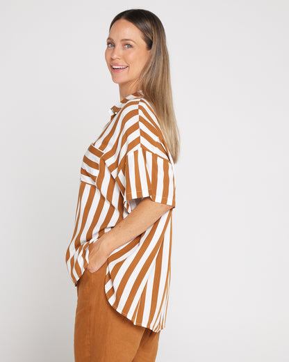 Treville Stripe Shirt - Caramel